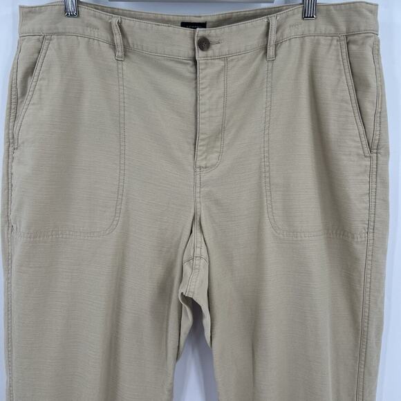 J. Crew Pants 100% Cotton Camp Pants Khaki‎ Crop Straight BJ493 Women’s Size 18 - Picture 3 of 10
